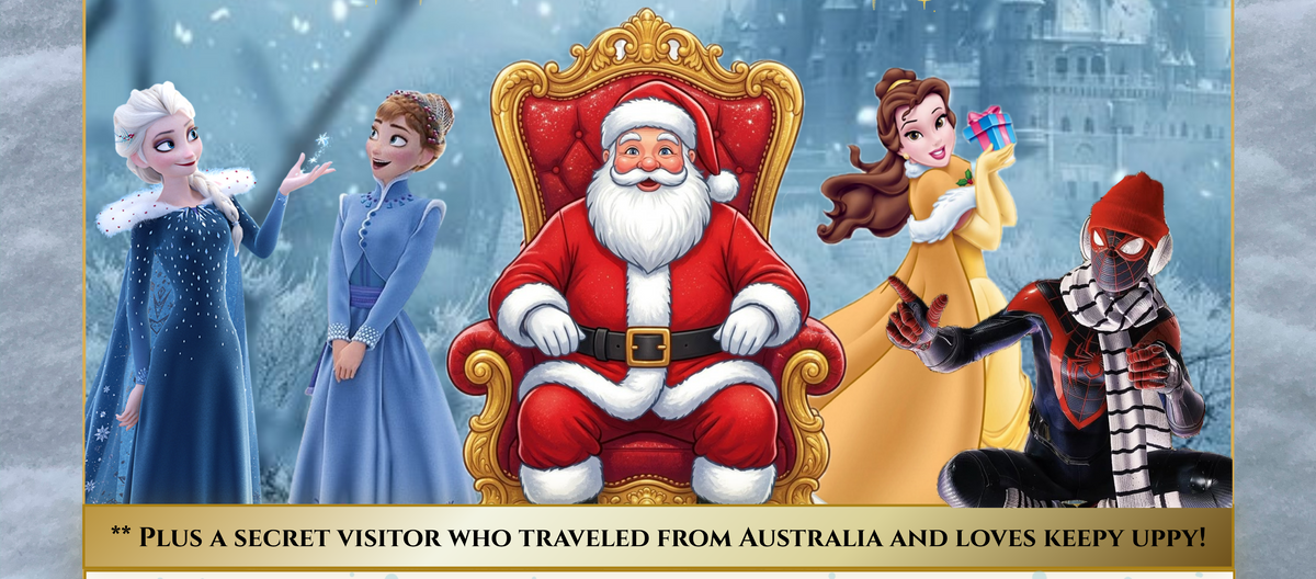 A promotional invitation poster for 'Royal Winter Gala' featuring characters from Frozen, including Elsa, Anna, and Olaf, seated on a throne with a castle backdrop. The text outlines event details, family and VIP admission prices, location, date, and time, with a website URL at the bottom.